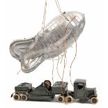 A rare Britains Barrage Balloon and Under-slung Lorry. The balloon is finished in silver with tether