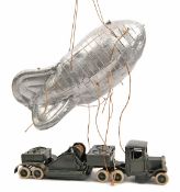A rare Britains Barrage Balloon and Under-slung Lorry. The balloon is finished in silver with tether