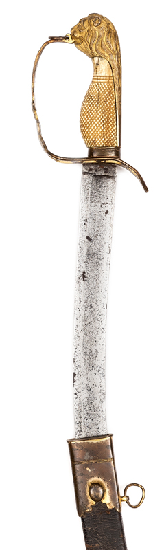 A Geo light company officer’s sword, c 1800, with unusually long shallow fullered, curved blade,