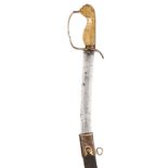 A Geo light company officer’s sword, c 1800, with unusually long shallow fullered, curved blade,