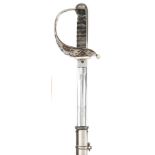 A George V cavalry officer’s sword, straight, single edged, fullered blade 35½”, marked “J B