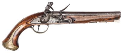 An 18 bore flintlock holster pistol, by Jover,                     c 1760, 14” overall, barrel 8¼”