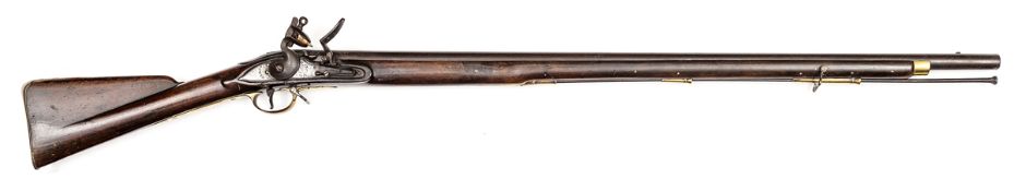 A 10 bore India pattern Brown Bess flintlock musket, 55” overall, barrel 39” with Tower proofs,