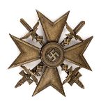 A Third Reich Spanish cross with swords, type A, Code 4 on pin (Steinhauer and Luck, Ludenscheid),