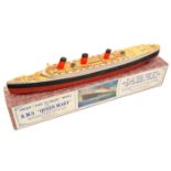 A scarce 1930’s Chad Valley ‘Take To Pieces Model’ of RMS Queen Mary. 30cm (12") in length, made