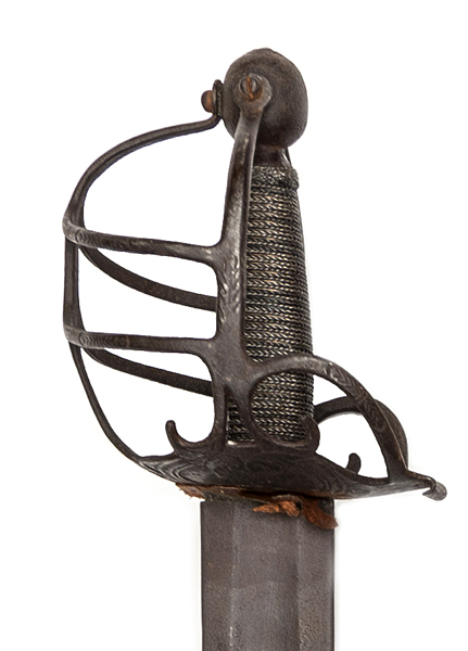 A mid 17th century broadsword, blade 28½”, with wide central fuller for entire length, steel - Image 2 of 2