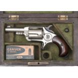 A cased 5 shot .32” rimfire “Union Jack No 3” single action pocket revolver,  number 141, 6”