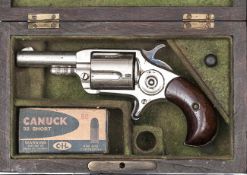 A cased 5 shot .32” rimfire “Union Jack No 3” single action pocket revolver,  number 141, 6”