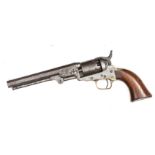 A 5 shot .l31” Colt model 1849 pocket percussion revolver,  number 34881 (1852) on all parts, the 6”