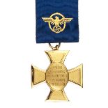 A scarce Third Reich Police long service cross for 25 years, complete with ribbon, in its