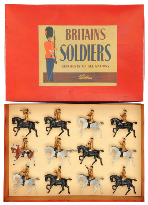 Britains Regiments of all Nations set No.101. Band Of The Lifeguards. A mounted 12 piece set, with