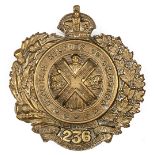A good C.E.F. cap badge of the 236th Bn  (236B), Near VGC. See front cover