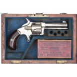 A cased 5 shot .32” rimfire Wesson & Harrington single action pocket revolver, number 1365, 6½”