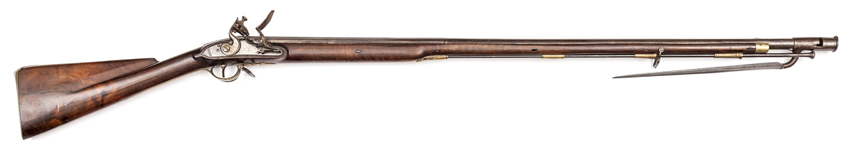 A late 18th century 16 bore Volunteer Sergeant’s flintlock fusil,  55” overall, 2 stage barrel 39”