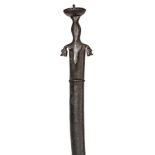 An 18th century Indian sword, Pulouar,  flat SE blade 30”, the steel hilt with down turned