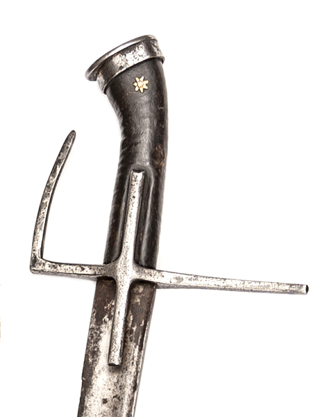 An East European hussar sabre c 1700, curved, shallow fullered blade 33” with narrow back fuller, - Image 2 of 2