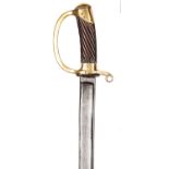 An Imperial Russian 1881 patt Dragoon trooper’s sword, dated 1917, curved, fullered blade 34”,