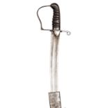 A 1796 pattern light cavalry officer’s sword,  curved, shallow fullered blade 32½”, by “Woolley,