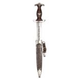 A Third Reich SA dagger, by Carl Grah, Solingen- Ohligs, with polished nickel silver mounts, the