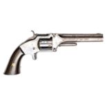A 6 shot .32” rim fire First Model Smith & Wesson revolver, barrel 5”, number 52080, the barrel