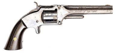 A 6 shot .32” rim fire First Model Smith & Wesson revolver, barrel 5”, number 52080, the barrel