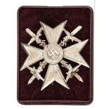 A scarce Third Reich Spanish cross in silver with swords,  Condor Legion combattant award for