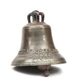 An interesting Bristol chapel ? bell, cast with inscription in capital letters around the top
