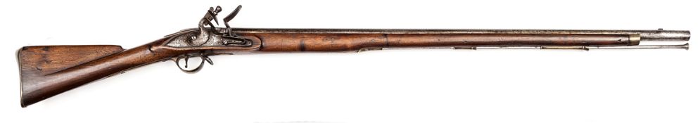 A 10 bore India pattern Brown Bess flintlock musket, 55” overall, barrel 39” with Tower proofs and