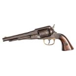 A 6 shot .38” Remington New Model Navy rim fire conversion double action revolver, the 6¾” barrel
