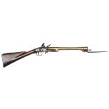 A brass barrelled flintlock blunderbuss with spring bayonet, by Ketland & Co, c 1790, 31” overall,