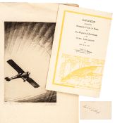 Items relating to Lindbergh’s first solo crossing of the Atlantic, 1927,  comprising: folding menu