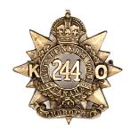A similar cap badge of the 244th Bn (244A), voided. Near VGC. Plate 3