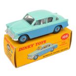 Dinky Toys Sunbeam Rapier Saloon (166). In turquoise and mid blue with mid blue wheels. Boxed.