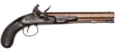 A 24 bore John Manton flintlock duelling pistol number 3618 (1801),  15½” overall, well rebrowned