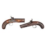 A pair of 28 bore percussion travelling pistols, by North (probably Thomas North of Southampton,