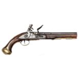 A 20 bore flintlock holster pistol in the style of         c 1760, 3 stage barrel 9”, with London