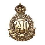 A similar cap badge of the 240th Bn, non voided. GC Plate 3