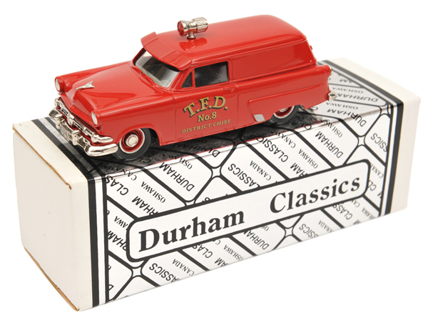 Durham Classics 1:43 scale white metal model. 1954 Ford Courier Sedan Delivery in bright red ‘T.F.