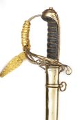 An early Victorian presentation 1822 pattern infantry field officer’s sword,  slender, curved pipe