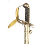 An early Victorian presentation 1822 pattern infantry field officer’s sword,  slender, curved pipe