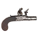 A 38 bore flintlock boxlock pocket pistol, c 1820, 6¼” overall, turn off barrel 1¾” Birmingham