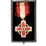 A scarce Third Reich fire brigade decoration, first class,  in gilt and enamel, with spare piece