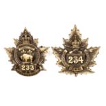 2 C.E.F. Infantry cap badges: 233rd Bn (Charlton 233A); and 234th Bn VGC. Plate 3