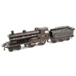 A Bing for Bassett-Lowke O gauge clockwork 4-4-0 tender locomotive ‘George the Fifth’. In lined