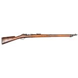 A scarce 1887 Turkish contract 9.5mm Mauser bolt action rifle, 49½” overall, barrel 30”, the