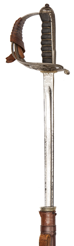 A Geo V officer’s sword of the Grenadier Guards, straight fullered plated blade by Wilkinson, no