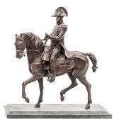 A well modelled bronze figure of Napoleon, astride his charger Marengo at the trot, in full dress