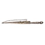 An interesting 19th century Society (?) dagger, slender pointed SE blade 7½” with false back edge
