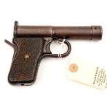 A German .177” Tell II air pistol, c 1927-36, with chequered wood grips, the cocking lever