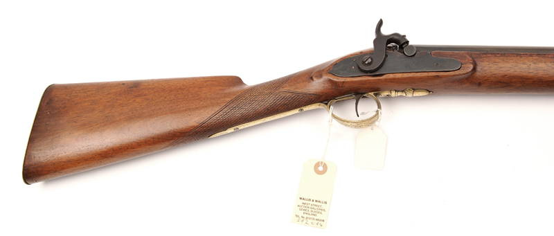 An SB 12 bore percussion sporting gun, c 1800, converted from flintlock with nipple drum, 53”